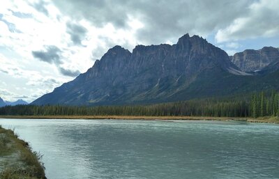 Dragon Peak is across the Athabasca River to the southwest of Big Bend trail camp.