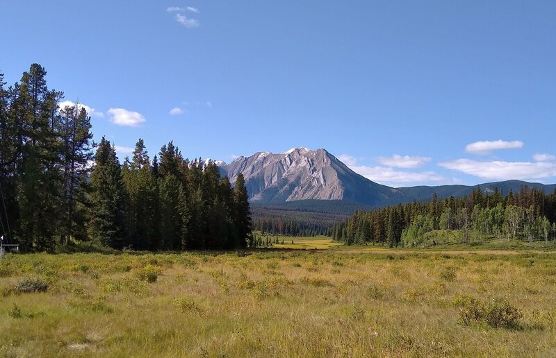 Daybreak Peak, 7,940 ft. Seen looking north-northwest from the front porch of the Willow Creek Warden Cabin.