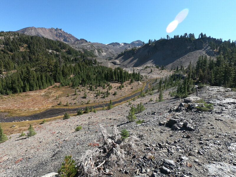 Climbers camp and trail to North Sister.