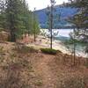 Trail follows a small stretch of Lake Koocanusa's eastern shore.