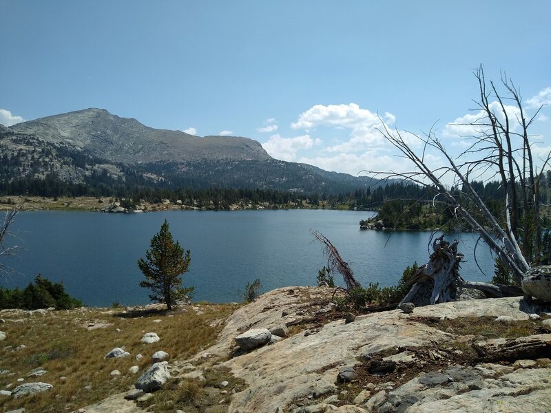 Looking west across Valley Lake from Valley Lake Trail, Medina Mountain, 11,541 ft. (left), is not too far away.