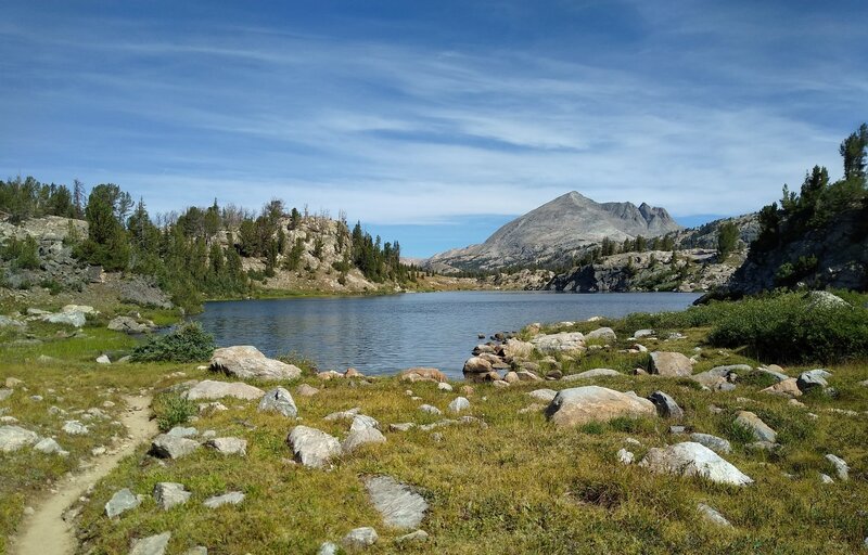 Looking north across the north Pipestone Lake, Mt. Victor, 12,254 ft., rises in the distance.