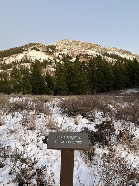 A view of Scout Mountain just after sunset from the Scout Mountain Nature Trail