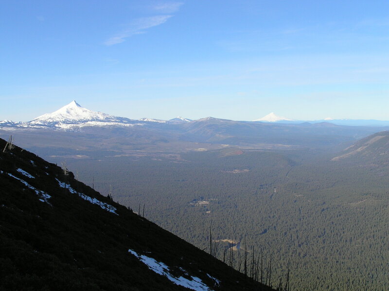 Mt. Jefferson and Mt. Hood from east side of Black Butte (1-13-2018)