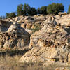 Sandstone rock outcroppings along the trail.