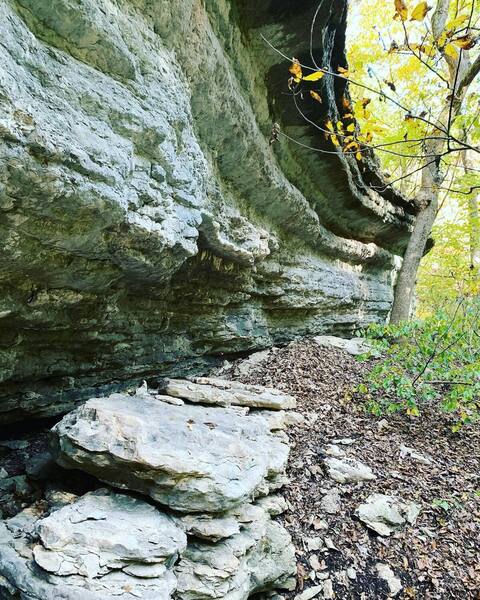 Large bluff with caves.