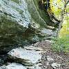 Large bluff with caves.