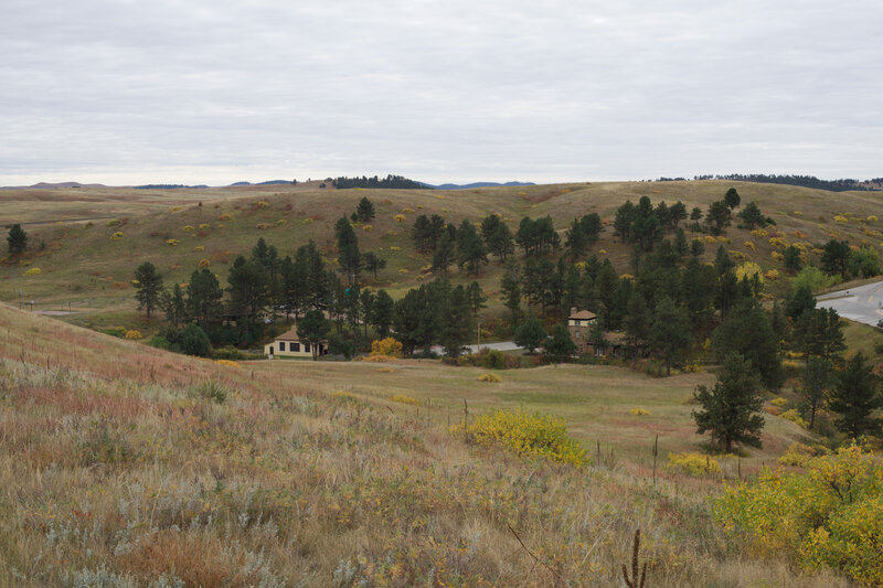 Looking over the elevator building and other park buildings in Wind Cave National Park.