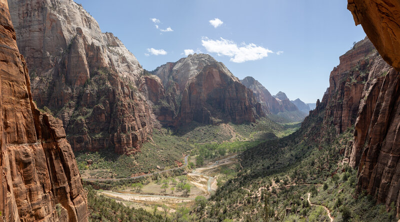 Zion Canyon from the top of the first set of switchbacks at the mouth of Refrigerator Canyon