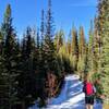 Beginning the trail towards Chester Lake in mid-October. Packed snow was icy and slick.