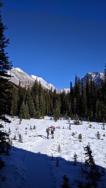 Initial views of the peaks surrounding Chester Lake after breaking through the forest.