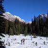 Initial views of the peaks surrounding Chester Lake after breaking through the forest.