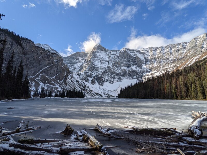 Overlooking a frozen Lake Rawson.