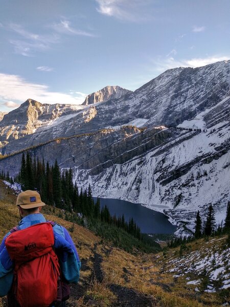 Descending the avalanche shoot.