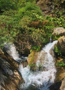 A waterfall on the Rispana river at the second bridge while descending the gorge.