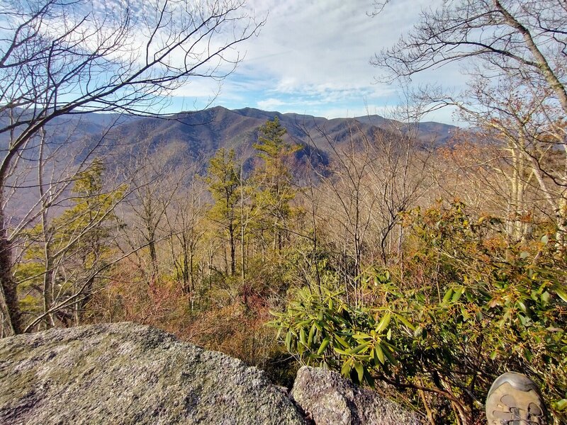 Scenic vista at about the 4.8 mile mark looking west.  Open flat rock makes a great stop for a snack.