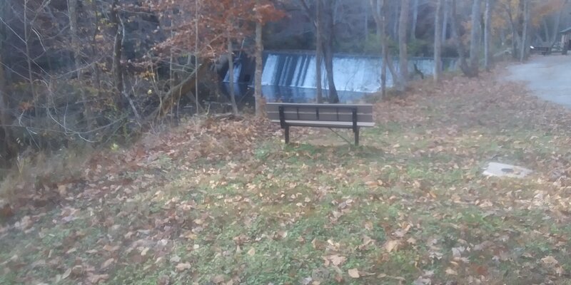 Relaxing bench at waterfalls.