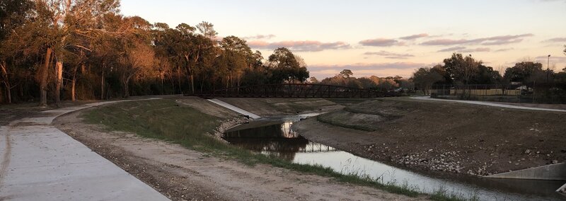 The Woodland W Bridge over White Oak Bayou, looking downstream.