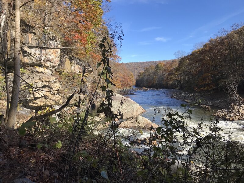 View down-river from Potomac Cliffs trail as the South Branch heads to join North Branch.