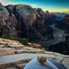 Sunrise at Angels Landing at 7 AM.