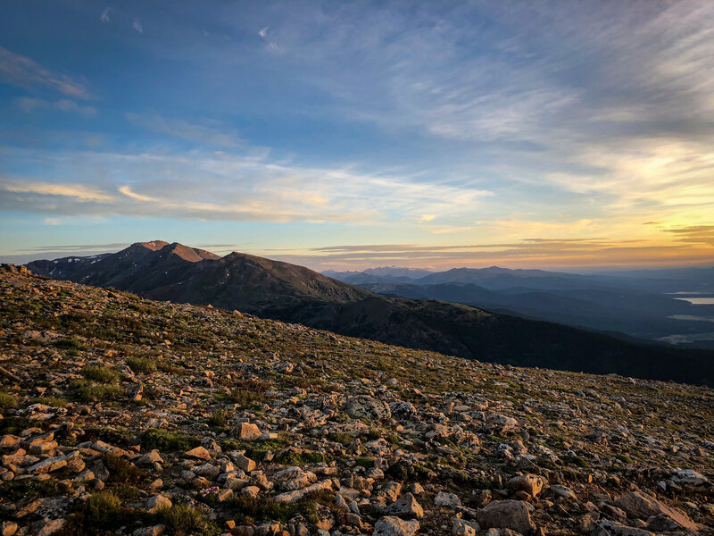 Sunrise on Mount Elbert in July.