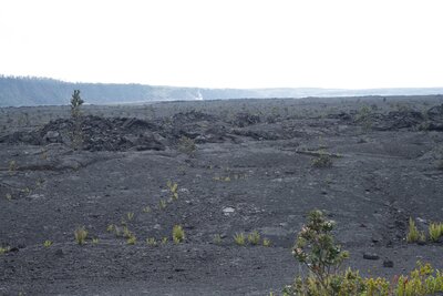The Halema'uma'u Trail is closed at the caldera floor.  You can walk out on it a little bit on the Byron Ledges Trail, but the main trail is closed beyond this point.