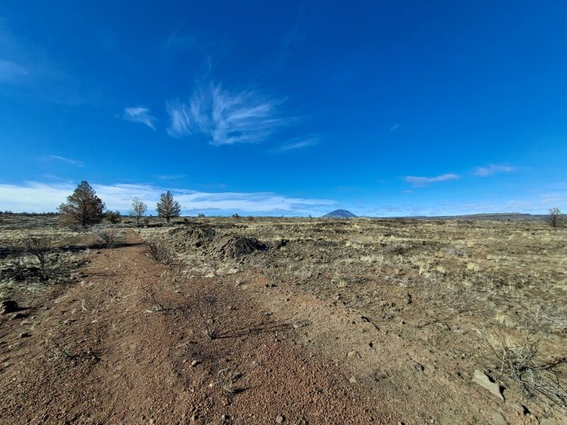 Looking west along the old road with Mount Dome in the distance.