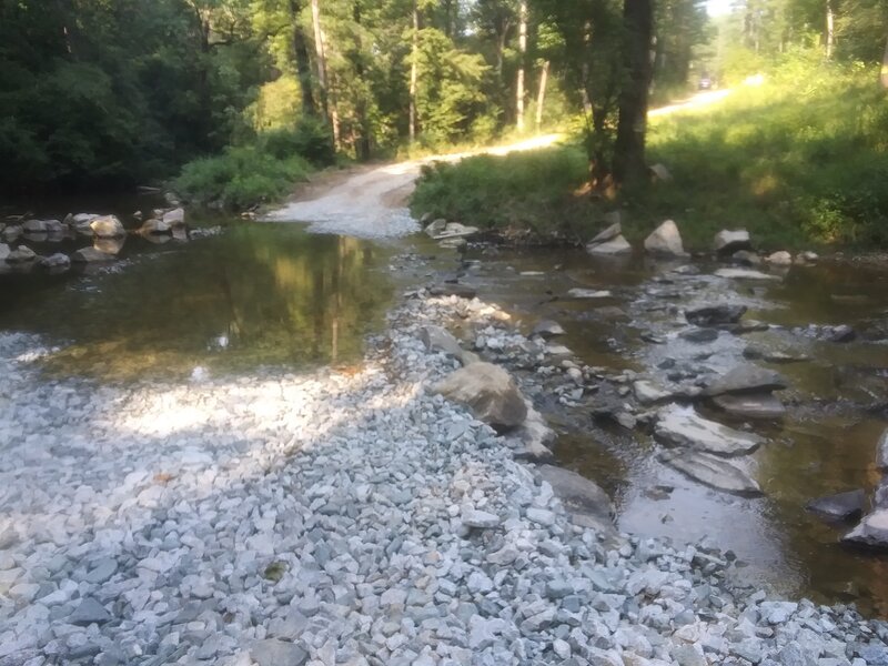 Densons Creek. Trail goes to the left, not up the hill.