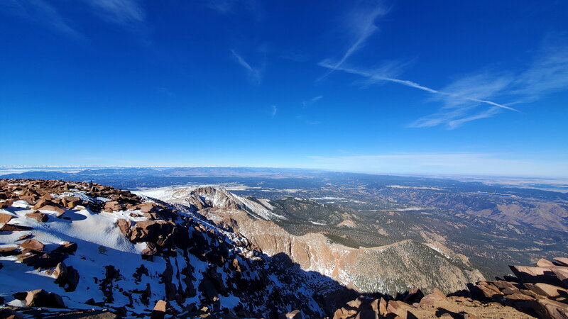 View north from the summit of Pikes Peak