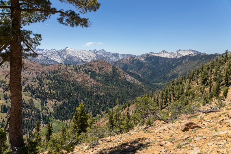 Looking into the heart of Trinity Alps Wilderness across Deer Creek Valley.