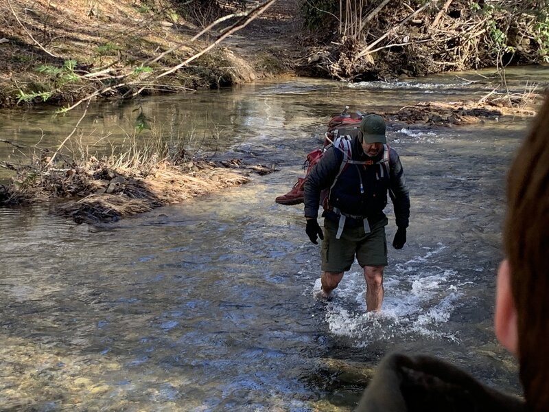 Cold creek crossing on a cold day.