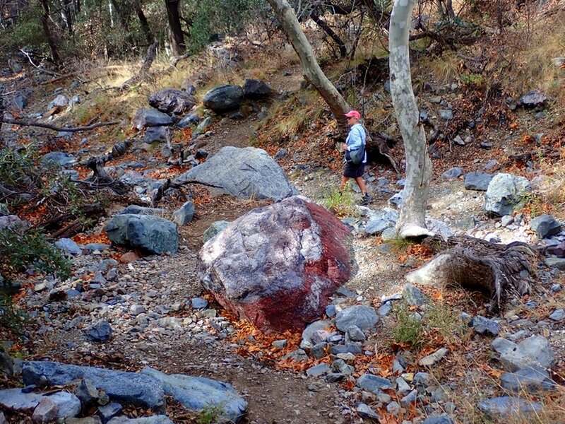 Through colorful rocks along the stream