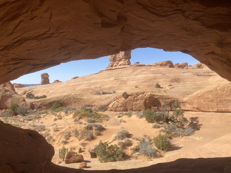 Looking through Eye of the Whale Arch. Absolutely gorgeous scenery and the whole place to ourselves.