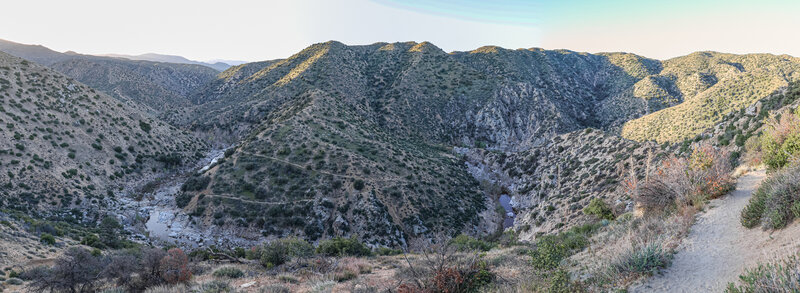 First view of Deep Creek - the trail descends toward the hot springs pool located toward the right of the bend.