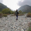 The hike heads up a wash on a path of round stones, making the route somewhat technical for the 1 mile distance.