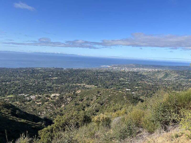 View from the trail to the ocean and Santa Barbara