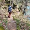 Blue Spring Trail along North Fork River along rock outcropping.