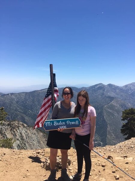 My 11-year-old and me at the peak of Mt. Baden-Powell