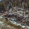 Full of early May snow melt, Wallace Creek is impressive as it cascades below the trail.