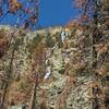 Chagoopa Falls plunges off 1,200 foot cliffs to land in the Kern River below on the Kern Canyon floor.