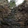 Waterfall leaking down rocks