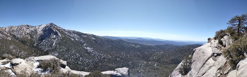 Tahquitz Peak and Tahquitz/Lily Rock from the top of Suicide Rock (panorama view)