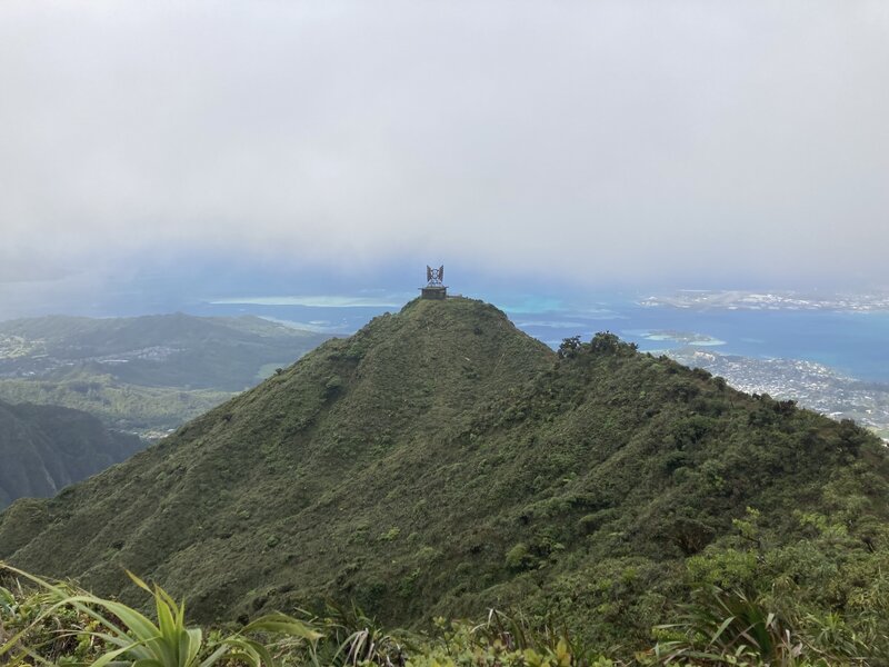 Looking down from the summit at the old radar site at the end of the closed Stairway to Heaven trail.