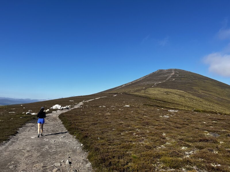 Trail runner going to the summit