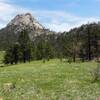 View of Greyrock from the Greyrock Meadows Trail across the Greyrock Meadow.