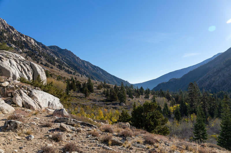 Looking back down Robinson Creek Canyon on the ascent to Barney Lake.