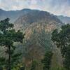 Looking across from the descent, at the spur one climbs back up to Landour.