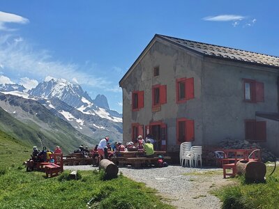 Beautiful setting for the picturesque Chalet du Col de Balme hut.