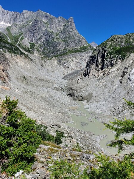 Looking up towards the tongue of the Fiescher Glacier.