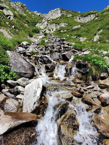 One of several burbling streams along this route.